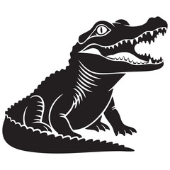 Naklejka premium Alligator silhouette with open mouth