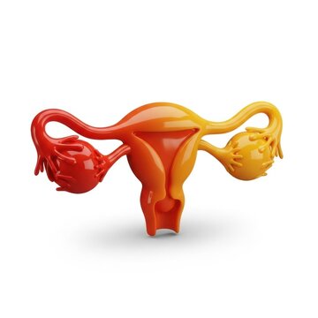 Anatomical model of the female reproductive system focusing on the uterus and fallopian tubes