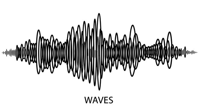 Abstract sound wave visualization, waveform audio signal, digital music spectrum