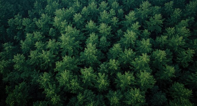 High vantage point showing thick treetop coverage in a natural forest carbon storage area