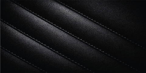 Fototapeta premium Black Leather Texture Background with Quilted Pattern, Luxury Upholstery Surface, Premium Dark Material Design, Elegant Fashion and Automotive Interior Backdrop
