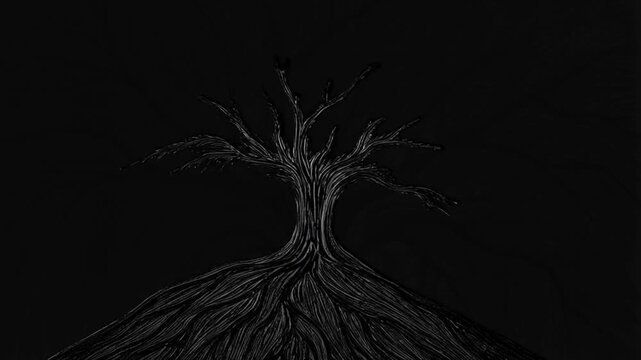 Minimalist black monochromatic background with subtle tree branch patterns and gloss
