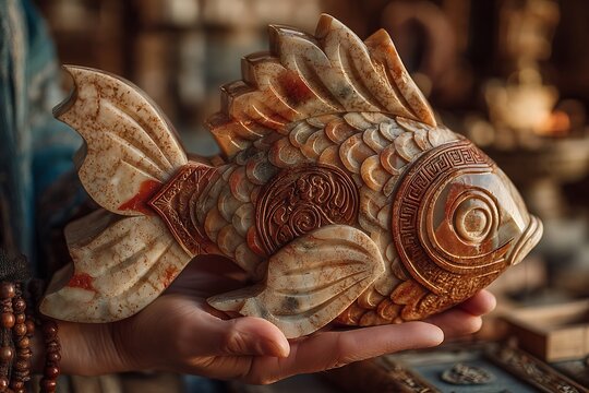 Hand carved soapstone fish figurine art high resolution picture