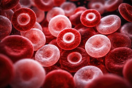 Microscopic view of hypochromia and target cells suggesting thalassemia and anemia