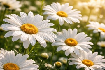Fototapeta premium Close up view of garden daisies with detailed petals