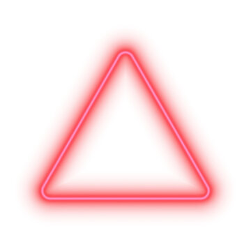 Neon light triangle border isolated on transparent background PNG