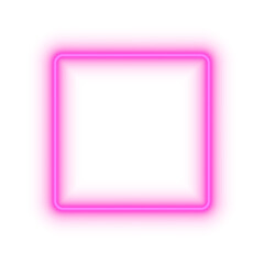 Fototapeta premium Pink neon square border with glowing light isolated on transparent PNG