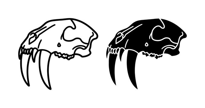 Saber-toothed Tiger Skull Vector Illustration