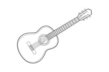 Fototapeta premium Classical guitar line art illustration for music festival promotion.