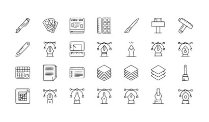 Fototapeta premium A set of educational icons featuring various school and office supplies