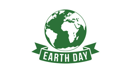 Obraz premium earth day eco badge design with green globe and ribbon banner minimal environmental awareness illustration clean vector style on light background for sustainability concept