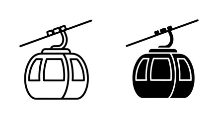 Cable Car Gondola Lift Line and Silhouette Icons © Mahfuzur