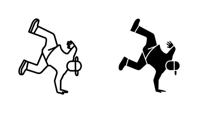 Breakdance Performer Silhouette and Outline Vector Set