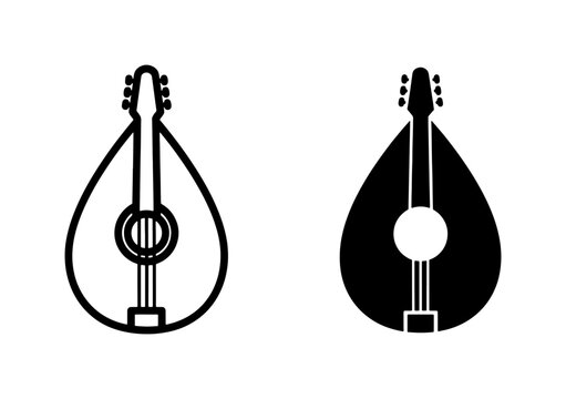 Oud Arabic Lute Musical Instrument Vector Icon Set