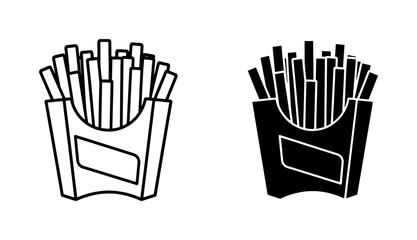 Fototapeta premium French fries line and silhouette icon set