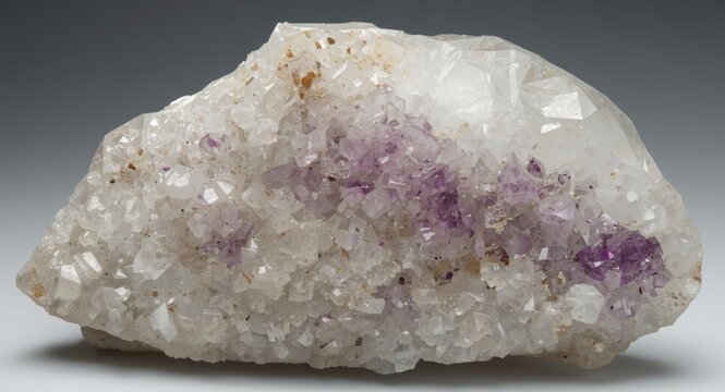 Specimen of albite with purple lepidolite mineral inclusions
