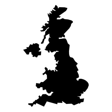 United Kingdom Black Map Flat Design