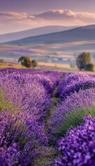 Obraz premium a lavender field in full bloom