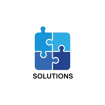 Solutions logo with puzzle pieces.