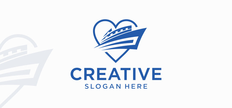 Modern Maritime Logistics Logo with Cargo Ship and Shipping Concept