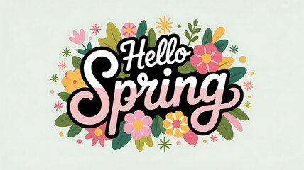 Fototapeta premium Hello Spring With Blooming Flowers And Lush Green Leaves Representing A Welcoming Season Of Renewal And Growth