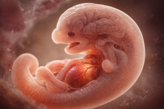 Low magnification micrograph showing rat embryo brain development alongside oral cavity and cardiac structures