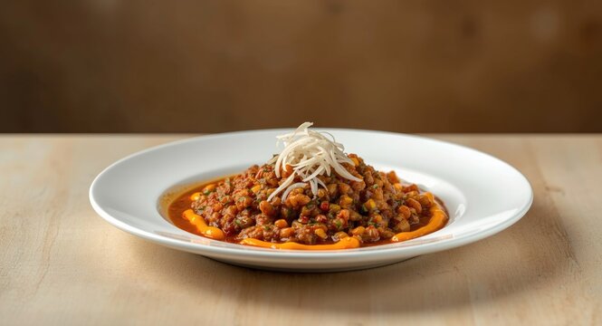 Tasty misal pav dish served with onion garnish and zesty chutney