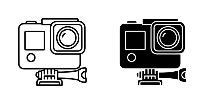 Action Camera Line and Glyph Icon Set
