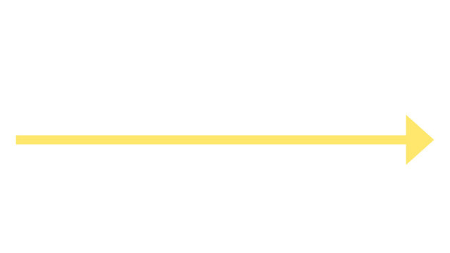 Yellow arrow pointing to the right on a white background graphic element direction isolated navigation strategy objective progress continue opportunity information communication