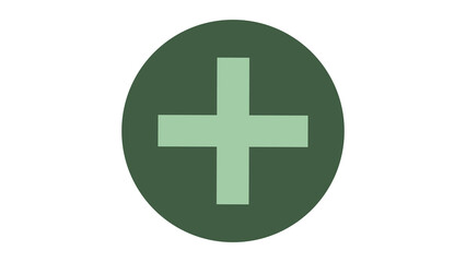 Fototapeta premium Green circle with light green plus sign symbol positive addition increase confirmation agreement approval information isolated mathematics geometric abstract contrast minimalist