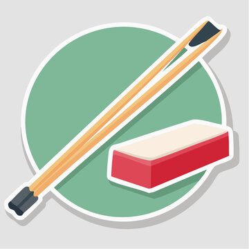 Chopsticks and a rectangular object illustration