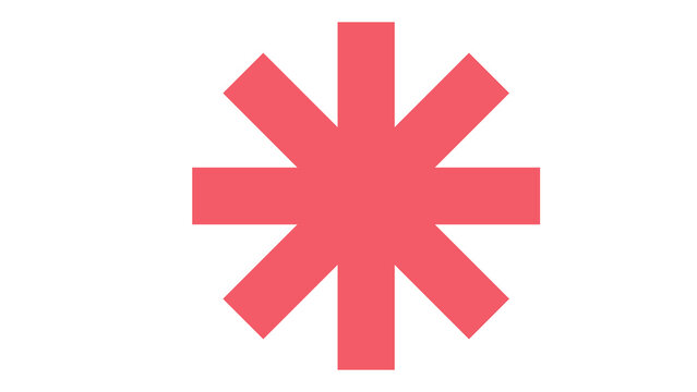 Red asterisk symbol with eight points isolated on white background asterisk abstract mathematics reference important illustration isolated infographic attention notification character