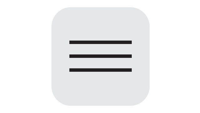Hamburger menu icon with three horizontal lines in a rounded rectangle for web and app navigation white background hamburger navigation interface horizontal rectangle isolated categories