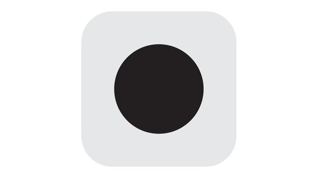 Black circle icon within a rounded gray rectangle representing a record button or indicator with white background interface indicator rectangle isolated interaction minimalist creative