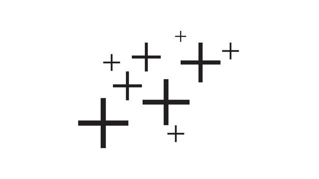 Scattered plus symbols on white background with black and white graphic resources mathematics addition positive abstract minimalist geometric isolated communication confirmation