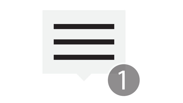 Chat bubble icon with notification badge of one notification communication interface conversation information internet