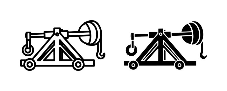 Medieval Trebuchet Catapult Siege Engine Icon Set