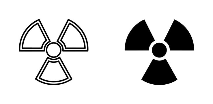 Radiation Warning Symbol Set with Outline and Solid Black Icons