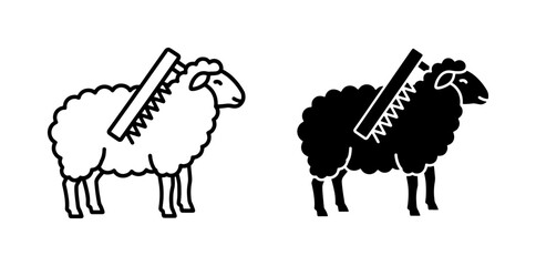 Sheep Grooming Brush Icon Set for Wool Care © Imran