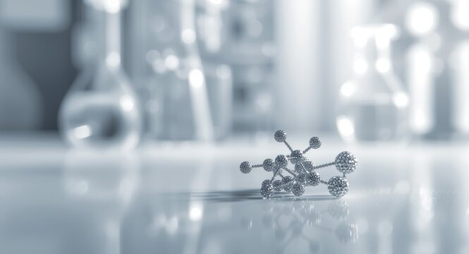 Rendered hexagonal titanium dioxide nanoparticles showcasing applications in cosmetics science and medical fields