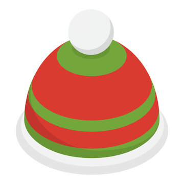 3D Isometric Flat Vector Illustration of Christmas Holiday Hats, Party Time Hair Accessories. Item 1