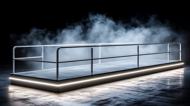 Minimalist white wooden bench with slatted seat and backrest on wooden floor slatted bench