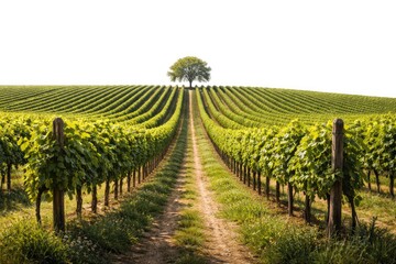 Naklejka premium Lone vineyard view showcased on a bright white backdrop