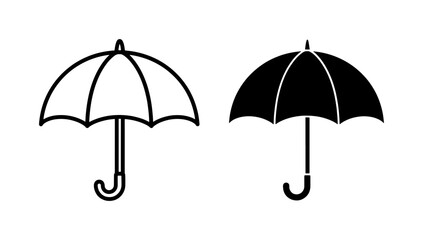 Black umbrella icon set in outline and solid style © Tanvir