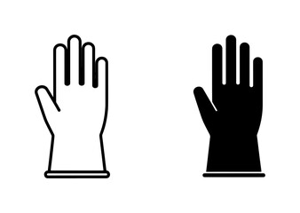 Obraz premium Protective rubber glove outline and solid black icon set