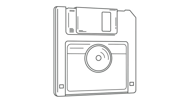 A line drawing of a floppy disk.