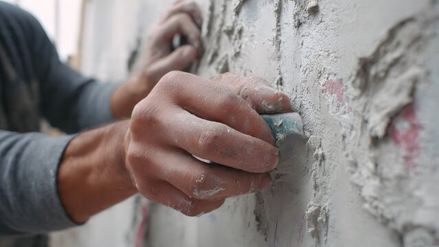 Close‑up of a worker installing thick yellow fiberglass thermal insulation between wooden floor joists in a residential structure, 4K ultra‑realistic
