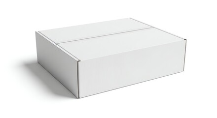 Fototapeta premium Plain White Cardboard Box with Lid for Packaging and Storage.