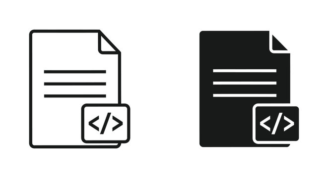 Document file with programming code snippet symbol vector icon for web development