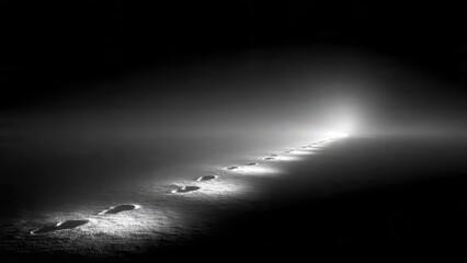 Obraz premium Footprints Leading Toward Light